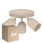 Lot 6x Eglo Plafond Spot Tilston Acier Sablonneux | Convient pour 3x E14
