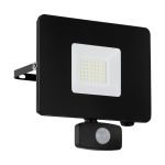 Eglo Applique Murale Faedo 3 Aluminium Noir 31W 3400lm - 850 Blanc Froid | IP44 - Détecteur De Mouvement