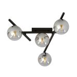 Emibig Plafondlamp Smart Staal Zwart | Geschikt voor 4x E14 - Max 10W